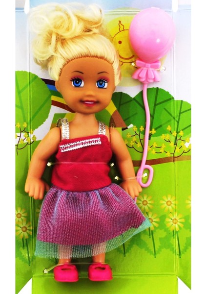 Luxury Cute Girl Pembe Balonlu Sarışın Mini Bebek 1 Adet