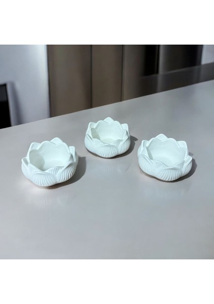 Luxury 3’lü Lotus Çiçeği & Dekoratif Mumluk & Hediyelik Eşya & Tealight Mumluk & Dekor Süs & Alçı Mumluk 1 Adet