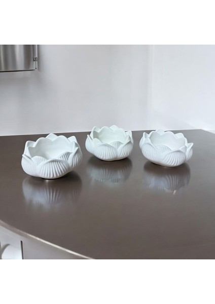 Luxury 3’lü Lotus Çiçeği & Dekoratif Mumluk & Hediyelik Eşya & Tealight Mumluk & Dekor Süs & Alçı Mumluk 1 Adet fiyatları