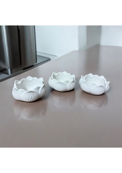 Luxury 3’lü Lotus Çiçeği & Dekoratif Mumluk & Hediyelik Eşya & Tealight Mumluk & Dekor Süs & Alçı Mumluk 1 Adet modelleri
