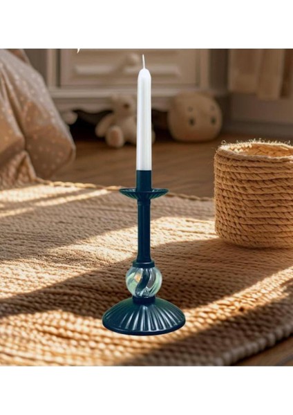 Luxury Tekli Plastik Taşlı Mumluk Siyah 1 Adet