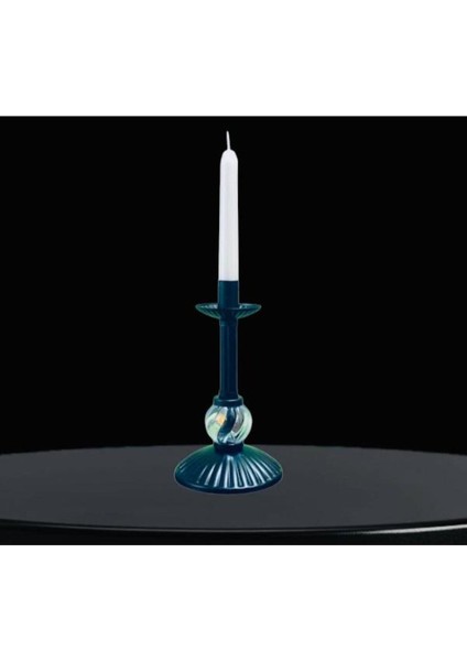 Luxury Tekli Plastik Taşlı Mumluk Siyah 1 Adet