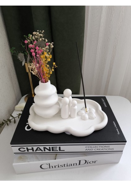 Luxury Dekoratif Çiçek Tütsülük&vazo&aile Set 1 Adet