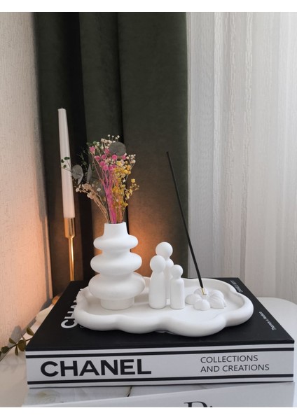 Luxury Dekoratif Çiçek Tütsülük&vazo&aile Set 1 Adet