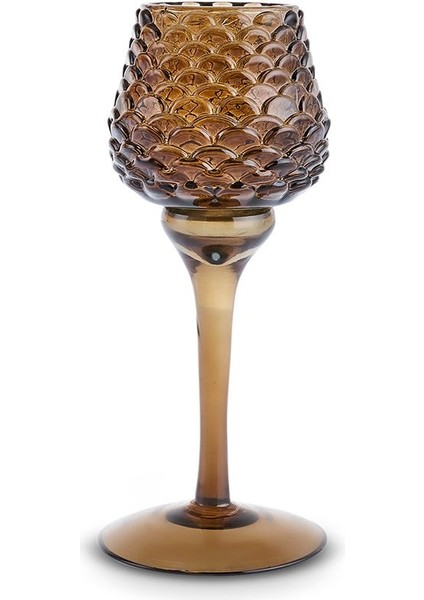 Luxury Pinecone Ayaklı Mumluk Kahverengi 8X8X18,5 cm 1 Adet