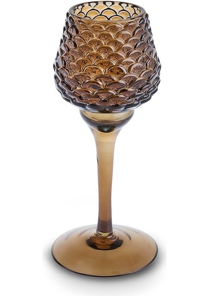 Luxury Pinecone Ayaklı Mumluk Kahverengi 8X8X18,5 cm 1 Adet