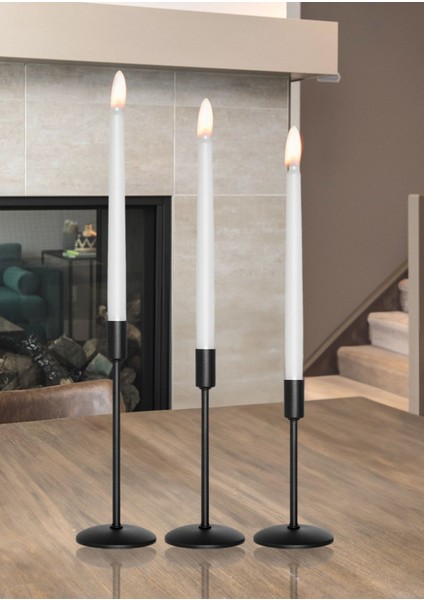 Luxury 3'lü Üçlü Siyah Şamdan Mumluk Dekoratif Ev Dekorasyon Paslanmaz 1 Adet