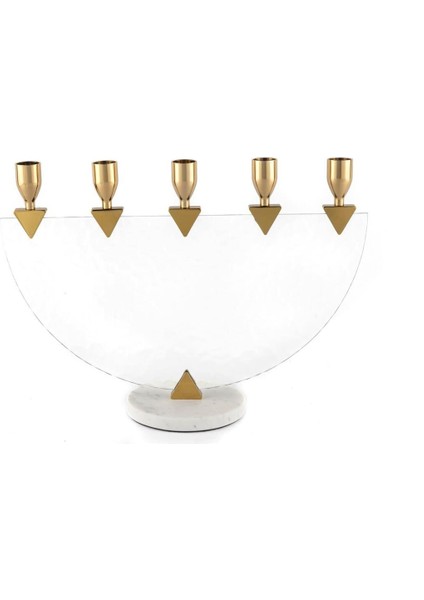 Luxury Gold 5li Cam Şamdan 37X12X27CM 1 Adet
