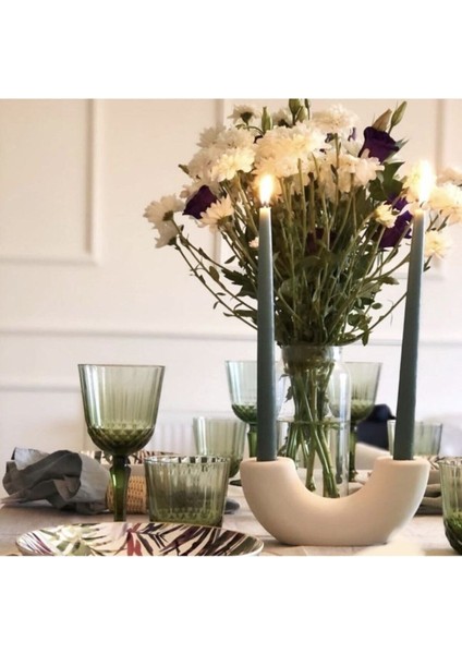 Luxury Beyaz Şamdan Mumluk U Şeklinde 1 Adet