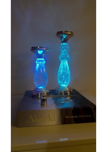 Luxury Pileksi Ledli Su Küresi Şamdanlık Pilli Mumluk 2’li Set 1 Adet fiyatları