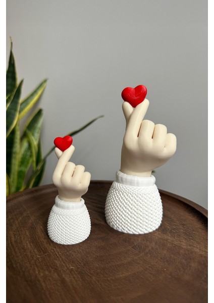 Luxury Korean Heart 2li Biblo Seti, Kalp Tutan El Sevimli Hediyelik, 9CM-14CM Bioplastik 1 Adet