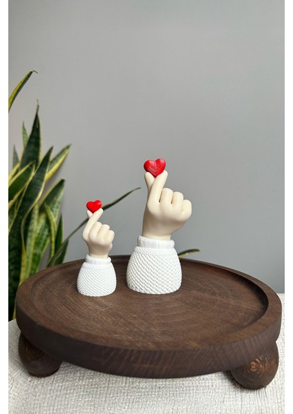 Luxury Korean Heart 2li Biblo Seti, Kalp Tutan El Sevimli Hediyelik, 9CM-14CM Bioplastik 1 Adet