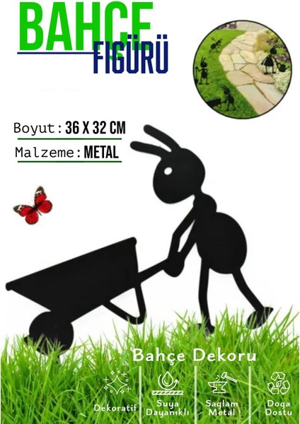 Luxury Dekoratif Metal Bahçe Süsü - Bahçe Dekorasyonu Dekor Karınca - Saksı Üstüne Heykel Figürü 1 Adet