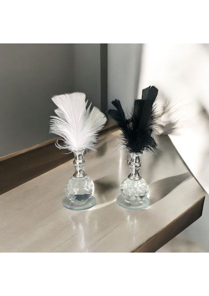 Luxury 2 Li Renkli Küçük Tüylü Gümüş Kristal Top Tüylük Biblo 1 Adet