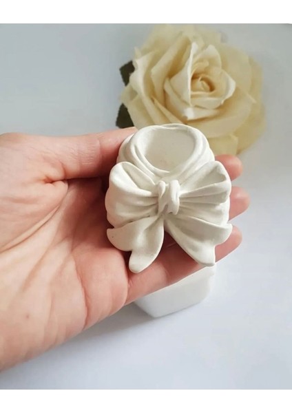Luxury Beyaz Kurdele Şamdan , Beyaz Fiyonk Şamdan , Workshop Şamdan 1 Adet