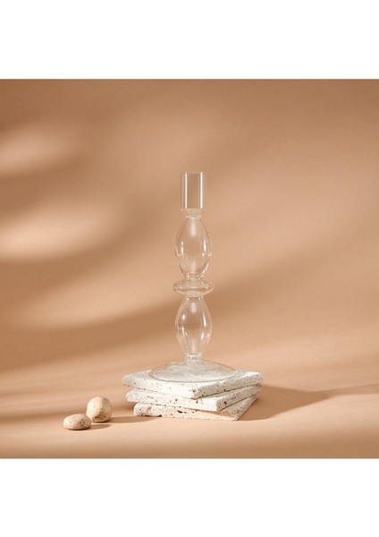 Luxury Şeffaf Borosilikat Cam Mumluk - Şamdan 1 Adet