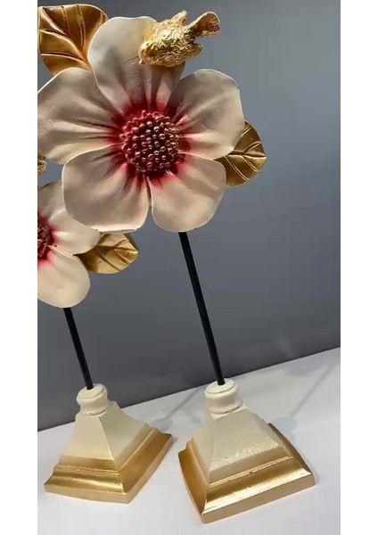 Luxury Dekoratif Polyester Ikili Çiçek Aksesuar Krem Kırmızı 1 Adet fiyatları