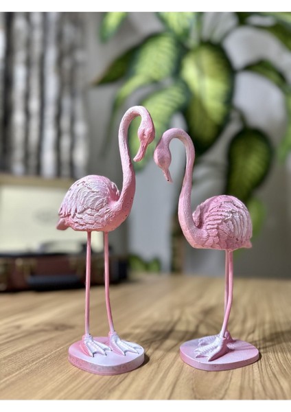 Luxury 2'li Şık Dekoratif Flamingo Pembe Renk Dekor Obje Dekorasyon 1 Adet