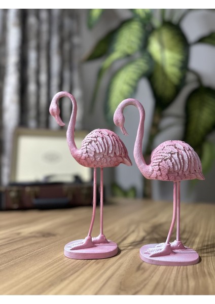 Luxury 2'li Şık Dekoratif Flamingo Pembe Renk Dekor Obje Dekorasyon 1 Adet