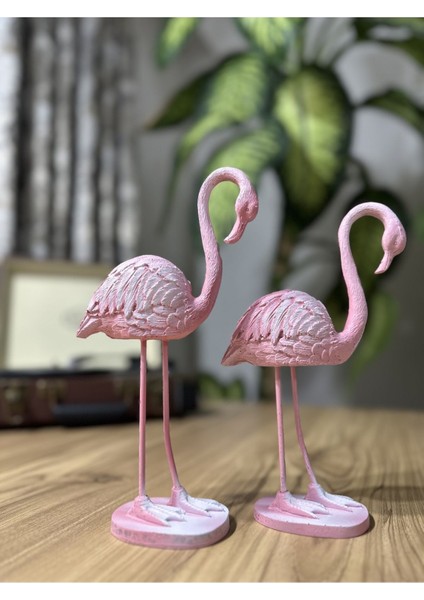 Luxury 2'li Şık Dekoratif Flamingo Pembe Renk Dekor Obje Dekorasyon 1 Adet