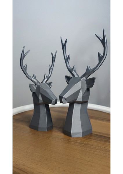 Luxury 2 Li Set Geyik Figürlü Modern Dekoratif Hediyelik Galaksi/antrasit Gri 22CM/19CM Gizzstore Home 1 Adet