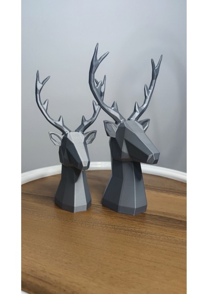 Luxury 2 Li Set Geyik Figürlü Modern Dekoratif Hediyelik Galaksi/antrasit Gri 22CM/19CM Gizzstore Home 1 Adet fırsatları