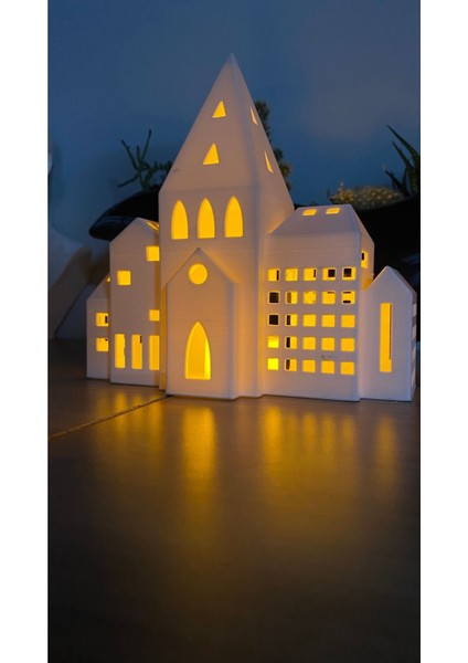 Luxury Dekoratif Ev Tealight Mumluk Modern Kış Evi Konsol Süsü Dekoratif Obje Camları Açık Geniş Ev 1 Adet