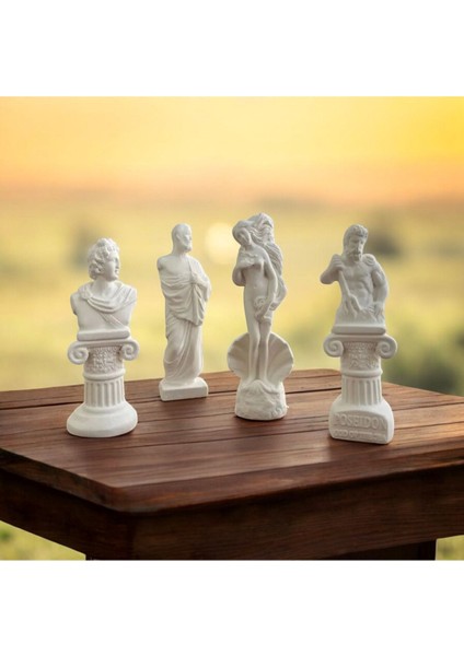 Luxury Antik Yunan Mitolojik Heykel Seti, 4 Lü Set, Heykel Seti, Bohem Heykel 1 Adet