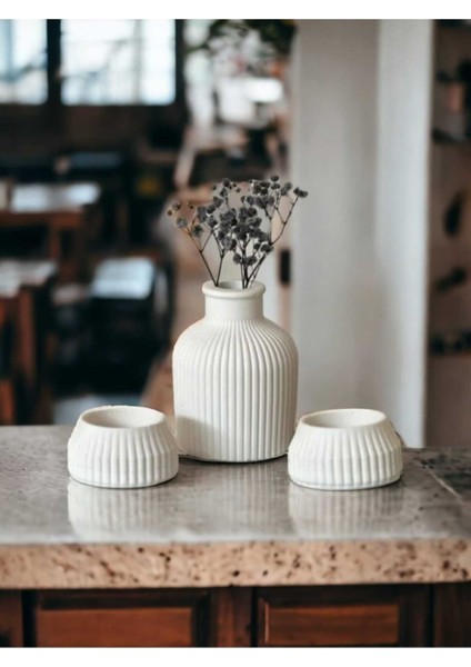 Luxury 3lü Iskandinav Vazo Tealight Mumluk Set 1 Adet