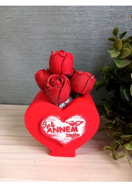 Luxury Anneler Günü Dekoratif Kalp Saksı Çiçek 1 Adet