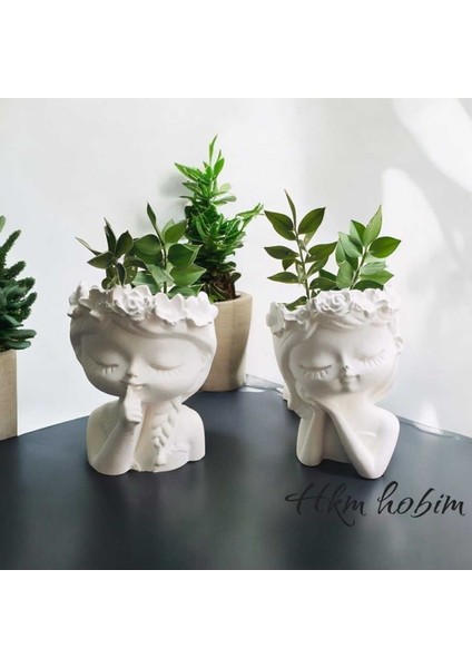 Luxury Ikili Çiçekli Kız Kardeşler Dekor Vazo (Çiçekler Hariçtir) 1 Adet