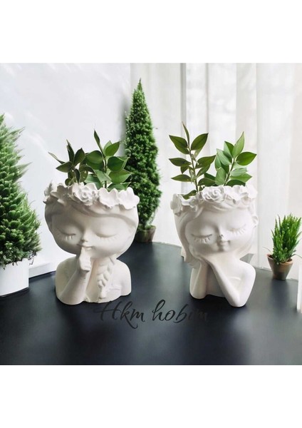 Luxury Ikili Çiçekli Kız Kardeşler Dekor Vazo (Çiçekler Hariçtir) 1 Adet