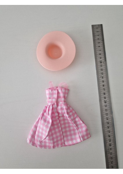 Luxury Hobi Kafe Oyuncak Bebek Şapka ve Elbise 2'li Takım(Boyutları Barbi Oyuncak Bebekler Için Uygundur) 1 Adet