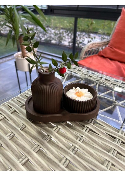 Luxury "bohem Dekoratif Vazo & Çiçek Mum Seti – El Yapımı Masa Üstü Aksesuar" 1 Adet