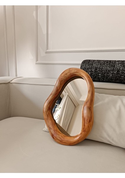 Luxury Dekoratif Ayna Ahşap Desenli Dekor Ayna 1 Adet