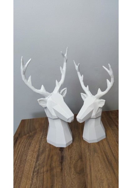 Luxury 2 Li Set Geyik Figürlü Modern Dekoratif Hediyelik Biblo Beyaz 22CM/19CM Gizzstore Home 1 Adet fırsatları
