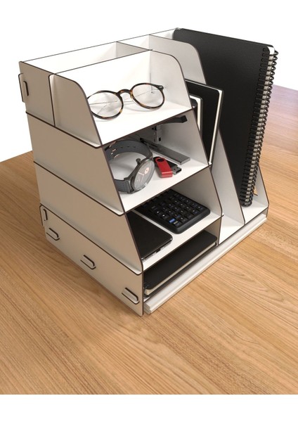 Luxury Voronoi Modern Ofis Masaüstü Organizer Düzenleyici A4 Evrak Rafı (Beywz) 1 Adet