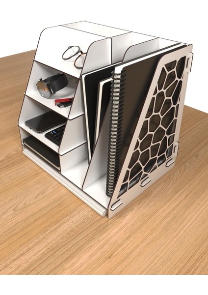 Luxury Voronoi Modern Ofis Masaüstü Organizer Düzenleyici A4 Evrak Rafı (Beywz) 1 Adet