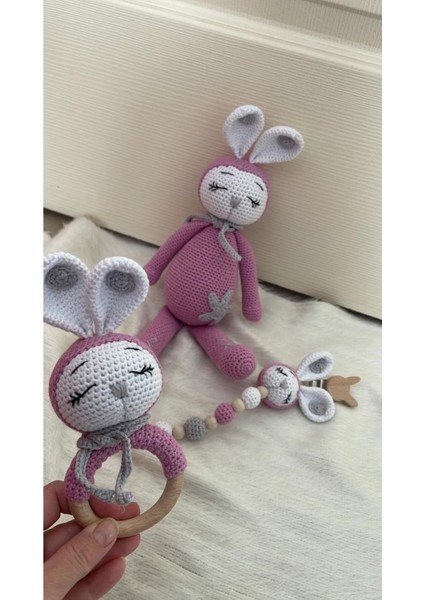 Luxury Örgü Amigurumi Tavşan Yenidoğan Seti 1 Adet fırsatları