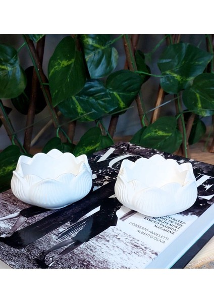 Luxury 2'li Çiçek Sunumluk, Lotus Mumluk, Ogranizer, Dekoratif Obje 1 Adet