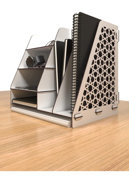 Luxury Ottoman Modern Ofis Masaüstü Organizer Düzenleyici A4 Evrak Rafı (Beyaz) 1 Adet