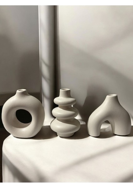 Luxury Minimal Üçlü Süs Takım, Vazo, Ev Dekorasyon Ürünü, Hediyelik Ev Eşyası, Biblo Süs 1 Adet