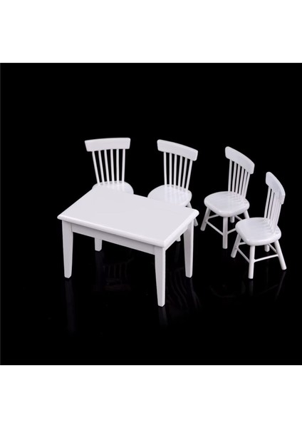 Luxury Minyatür Mobilya Ahşap Yemek Masası Takımı 1 Masa4 Sandalye Bebek Evi Çocuk Oyuncakları 1 Adet fırsatları