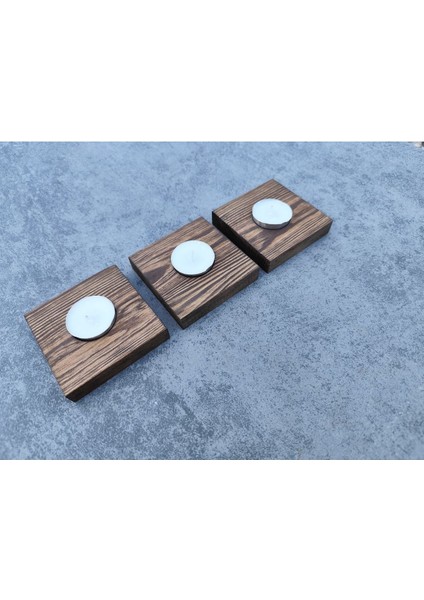 Luxury Üçlü Tealight Mumluk Masif Ahşap 1 Adet fiyatları