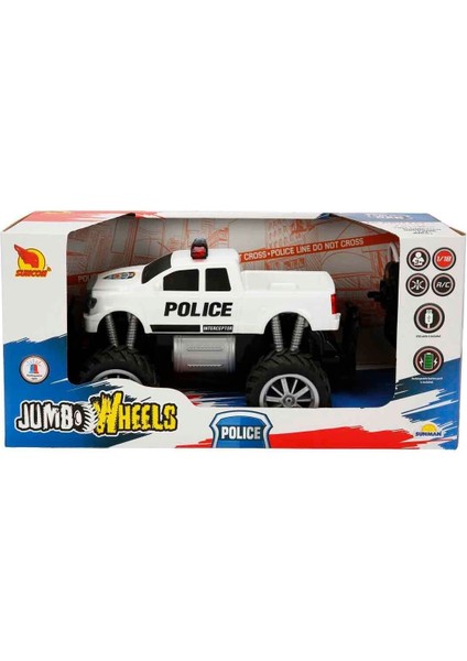 Luxury 1:18 Uzaktan Kumandalı Jumbo Wheels USB Şarjlı Işıklı Polis Arabası 1 Adet