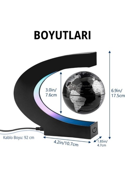 Luxury Dekoratif Manyetik Sihirli Dünya Küresi Havada Duran Sihirli Dünya Haritası 1 Adet