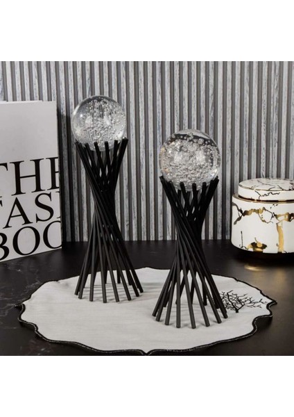 Luxury Biblo Obje 2 Li Çapraz Ayak Baloncuklu Cam Küre 1 Adet