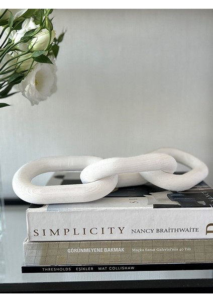 Luxury Ahşap Zincir, Ahşap Dekoratif Zincir, Ahşap Beyaz Rengi Zincir WR001-WH 1 Adet