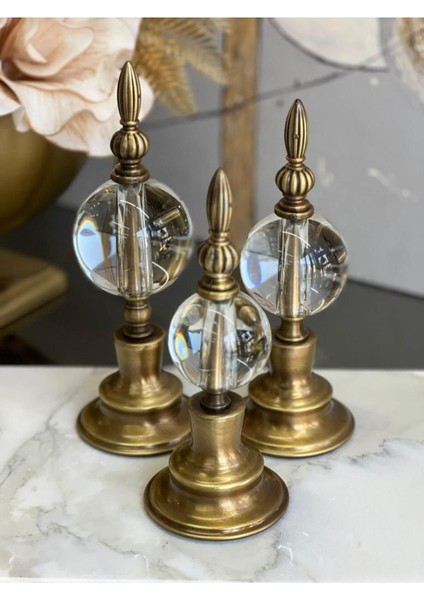 Luxury 3'lü Dekoratif Alem Düz Kristal Top Küre & Obje Eskitme 1 Adet