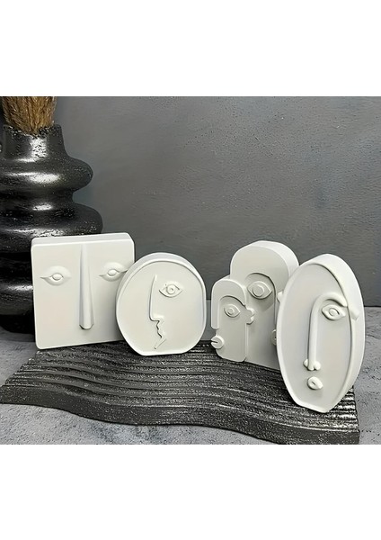 Luxury & Home 4'lü Iskandinav Tarz Soyut Yüz Figürü Biblo 1 Adet
